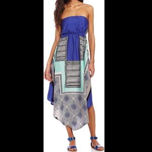 Roxy Floating By Strapless Blue Print Dress - M (EUC)